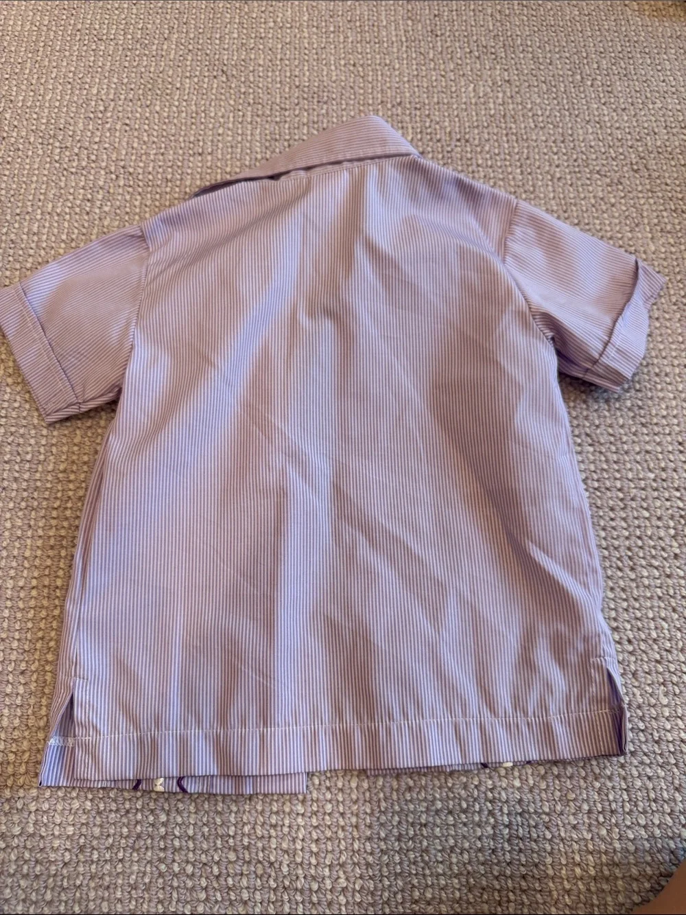 Kids Short-Sleeve Purple Embroidered Button-Down Guayabera